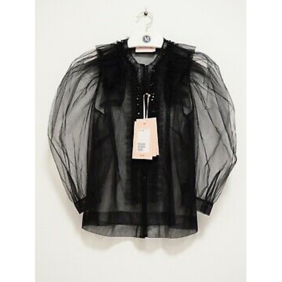 Simone Rocha x H&M Puff Sleeved Black Tulle Blouse - Picture 8 of 16